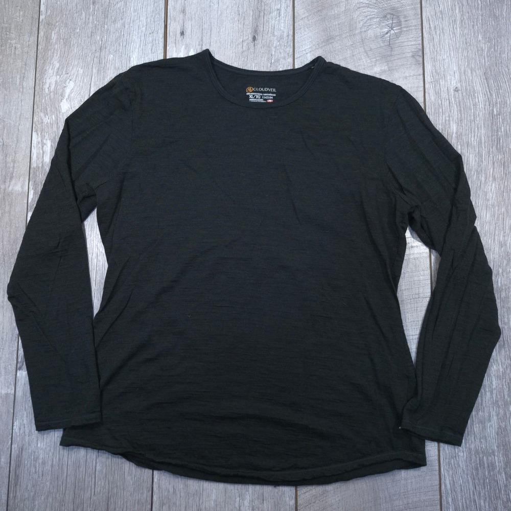 Cloudveil Long Sleeve Top Women XL Green 100% Merino Wool Base Layer Top